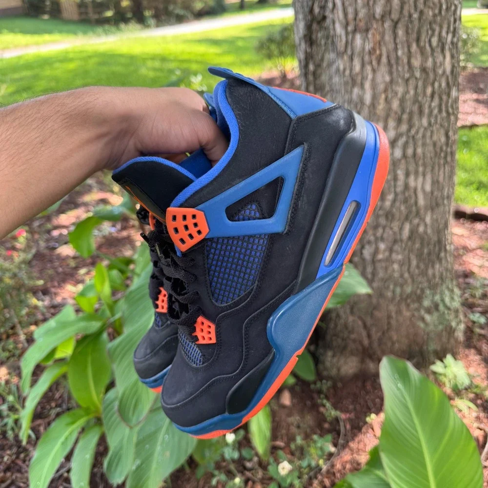 Jordan Air Jordan 4 Retro Mens 12 Black Cavs 308497-027 Blue Orange Basketball